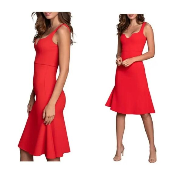 Dress The Population Sammie Fit Flare  Sweetheart Sleeveless Stretch Crepe Dress - Picture 3 of 15